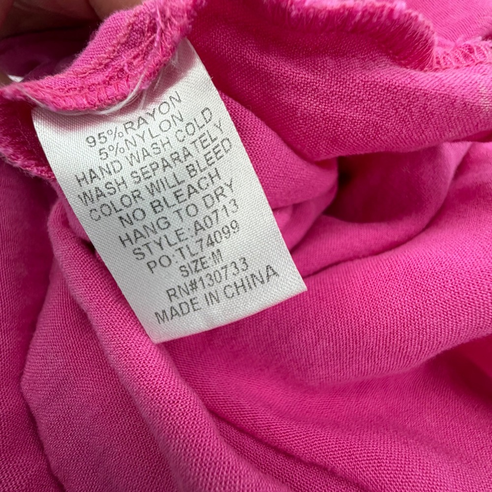 Umgee USA Hot Pink Ruffle Babydoll Mini Dress Pleated V-Neck Medium A0713 - Picture 6 of 6